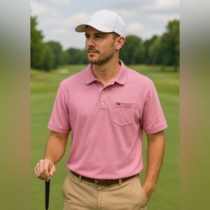 Vineyard Vines Men's Pink Performance Polo Shirt‎ Size Large Golf Tennis